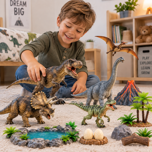 MallaigToys Dinosaur Play Set – 6 Figures & Accessories