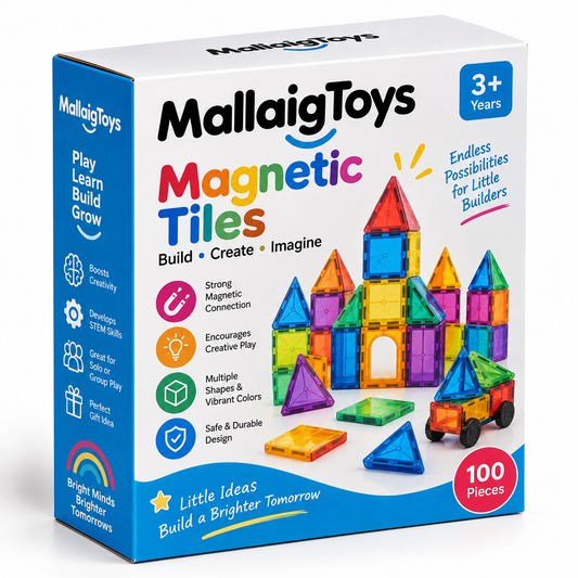 MallaigToys 100-Piece Magnetic Building Tiles Set