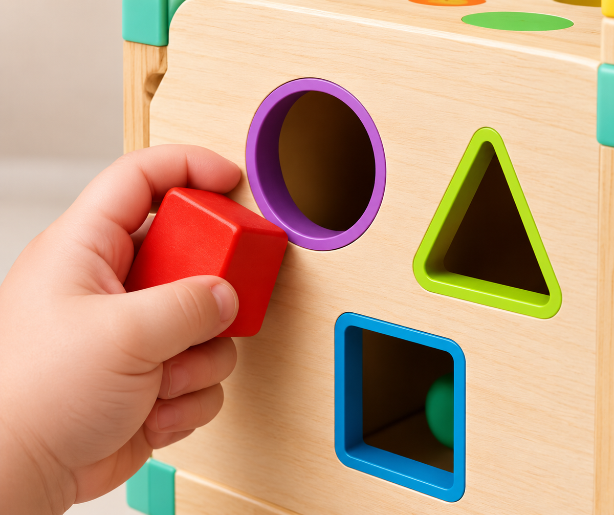 MallaigToys Wooden Activity & Shape Sorting Cube
